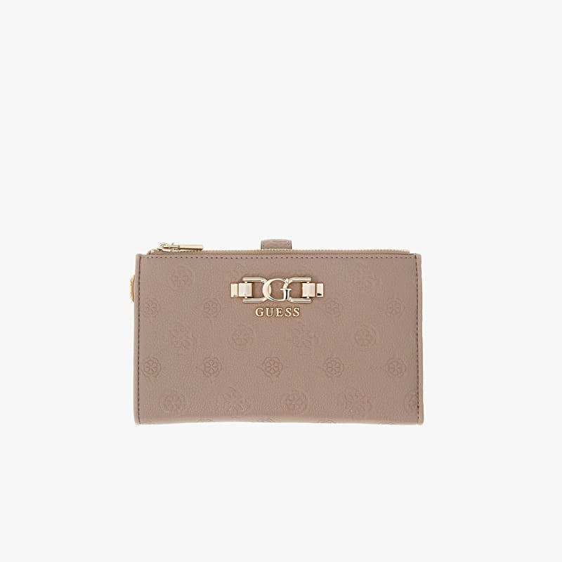 Lommebok GUESS Anise Slg Double Zip Organizer Dark Taupe Logo