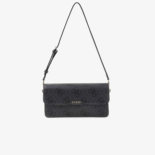 GUESS Sadie Flap Shoulder Bag Coal Logo