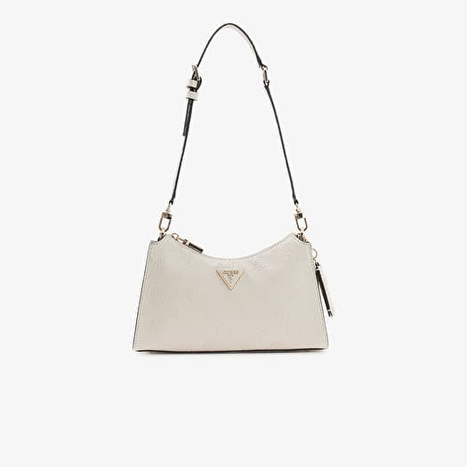 GUESS Cresidia II Top Zip Shoulder Bag Off White Logo