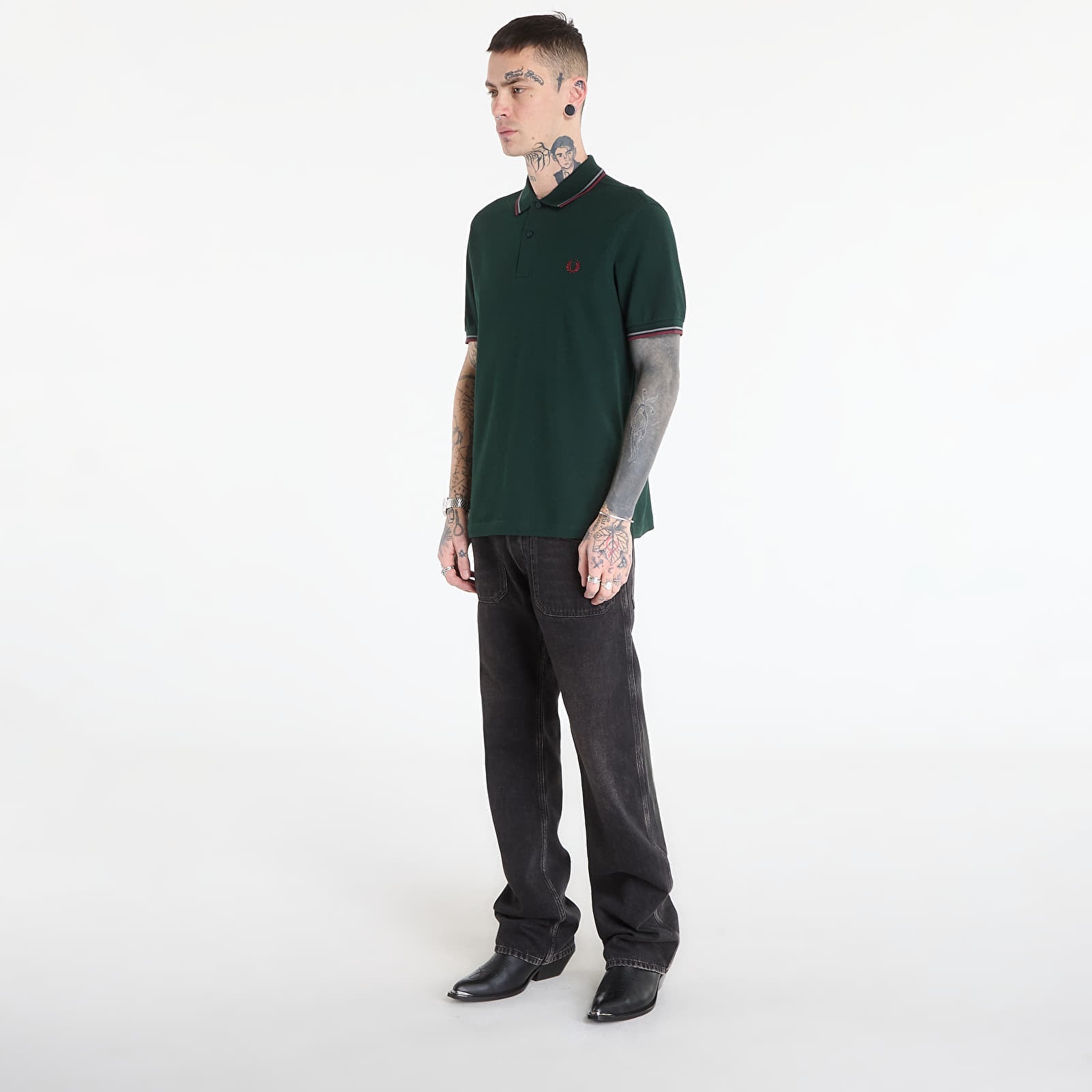 T-Shirts Männer FRED PERRY Twin Tipped Fred Perry Shirt Grsrts/ Stkbl/ Oxb