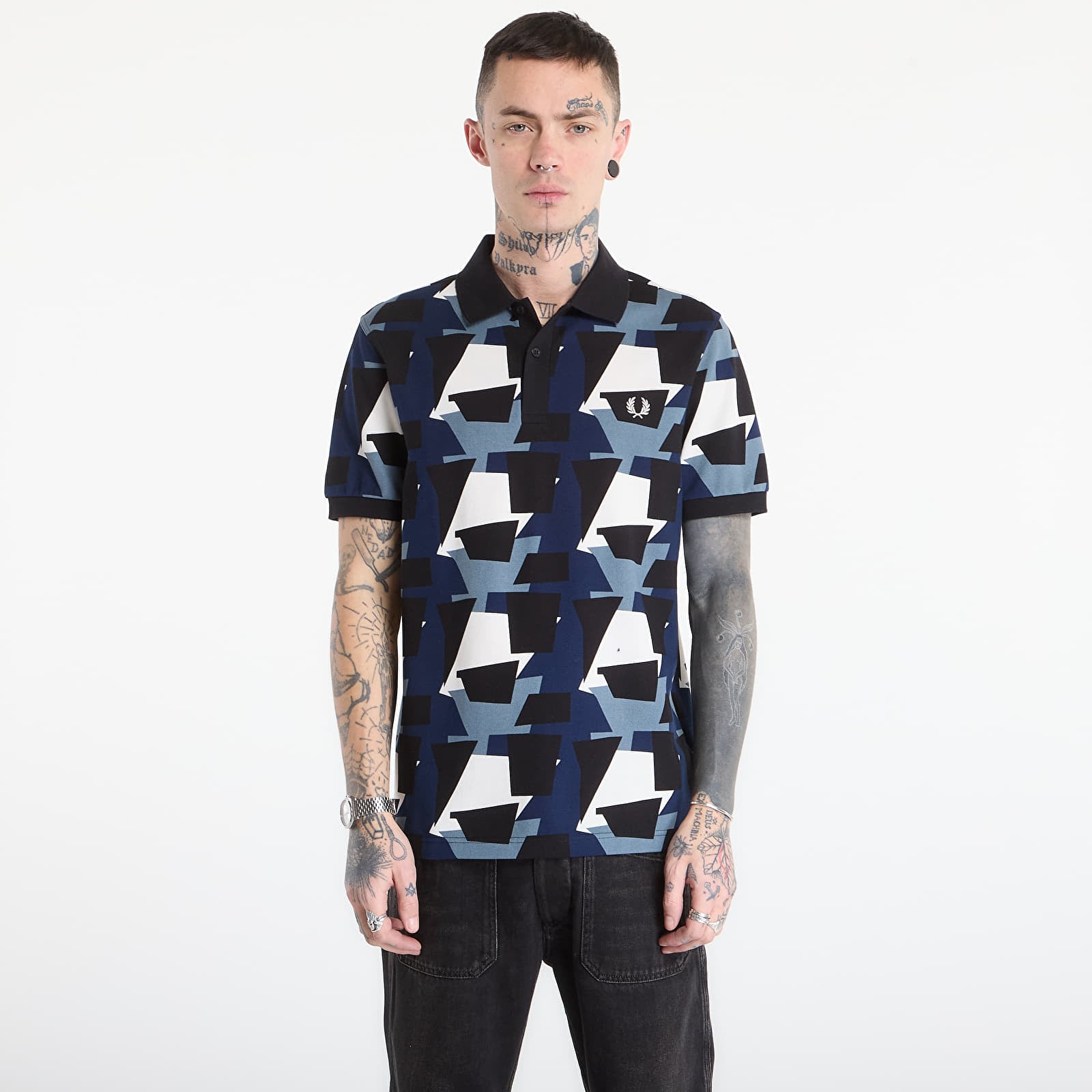 Magliette da uomo FRED PERRY Fragment Print Polo Shirt Ecru
