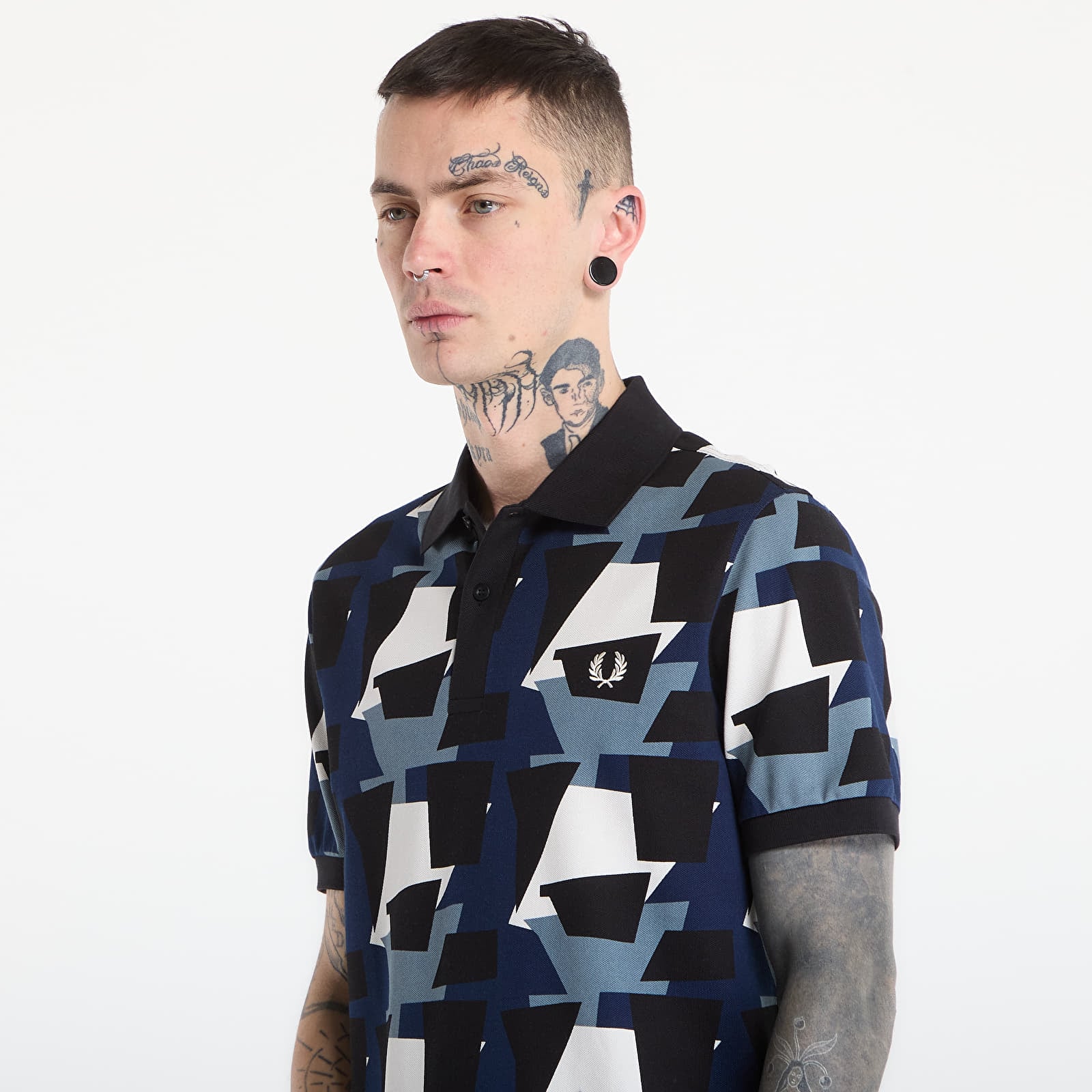 Magliette da uomo FRED PERRY Fragment Print Polo Shirt Ecru