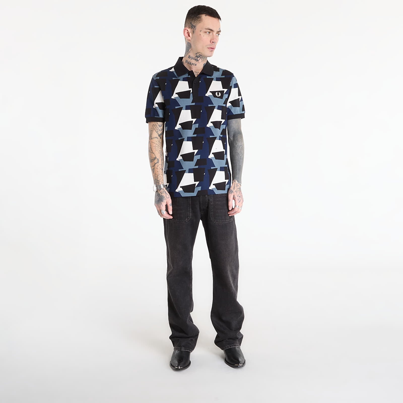 Magliette da uomo FRED PERRY Fragment Print Polo Shirt Ecru