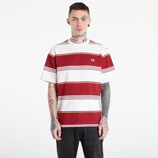 T-särk FRED PERRY Heavyweight Striped T-Shirt Snow White