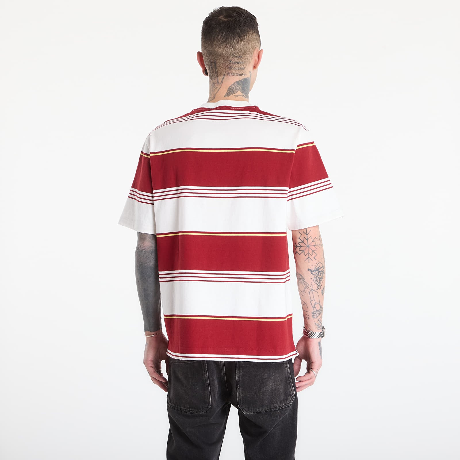 Meeste T-särgid FRED PERRY Heavyweight Striped T-Shirt Snow White