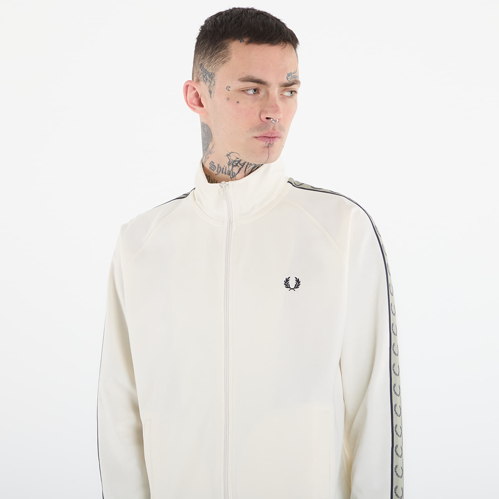 Gensere for menn FRED PERRY Contrast Tape Track Jacket Ecr/ Nvy/ Seagrss