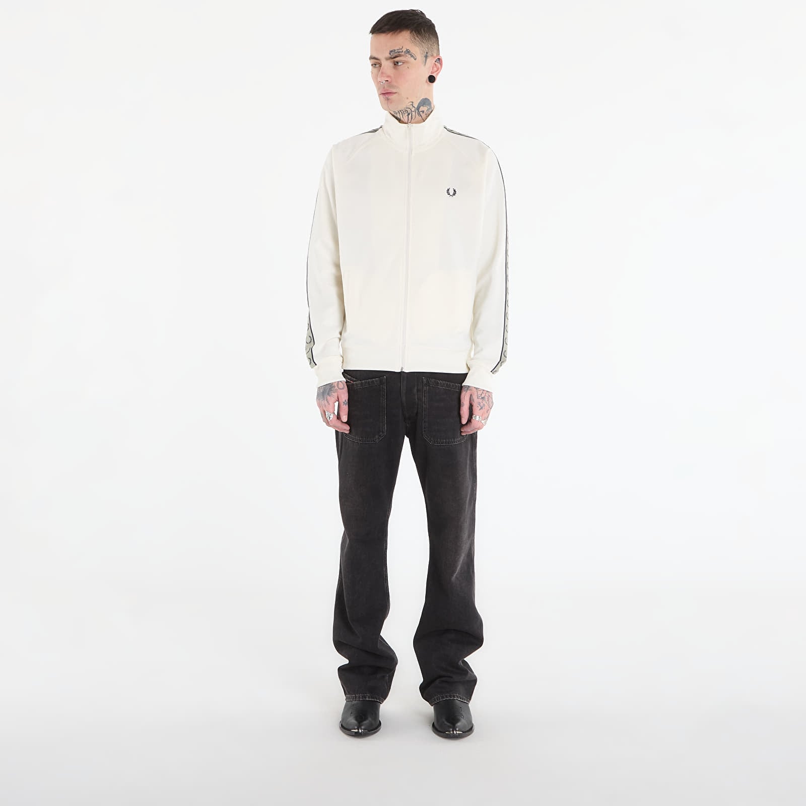 Gensere for menn FRED PERRY Contrast Tape Track Jacket Ecr/ Nvy/ Seagrss