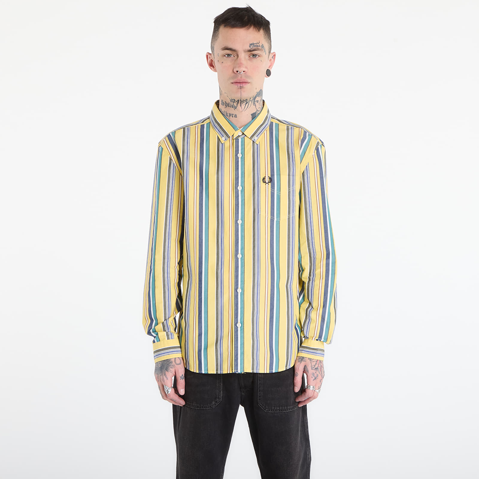 Herren-Hemden FRED PERRY Relaxed Stripe Shirt Lemon Barley