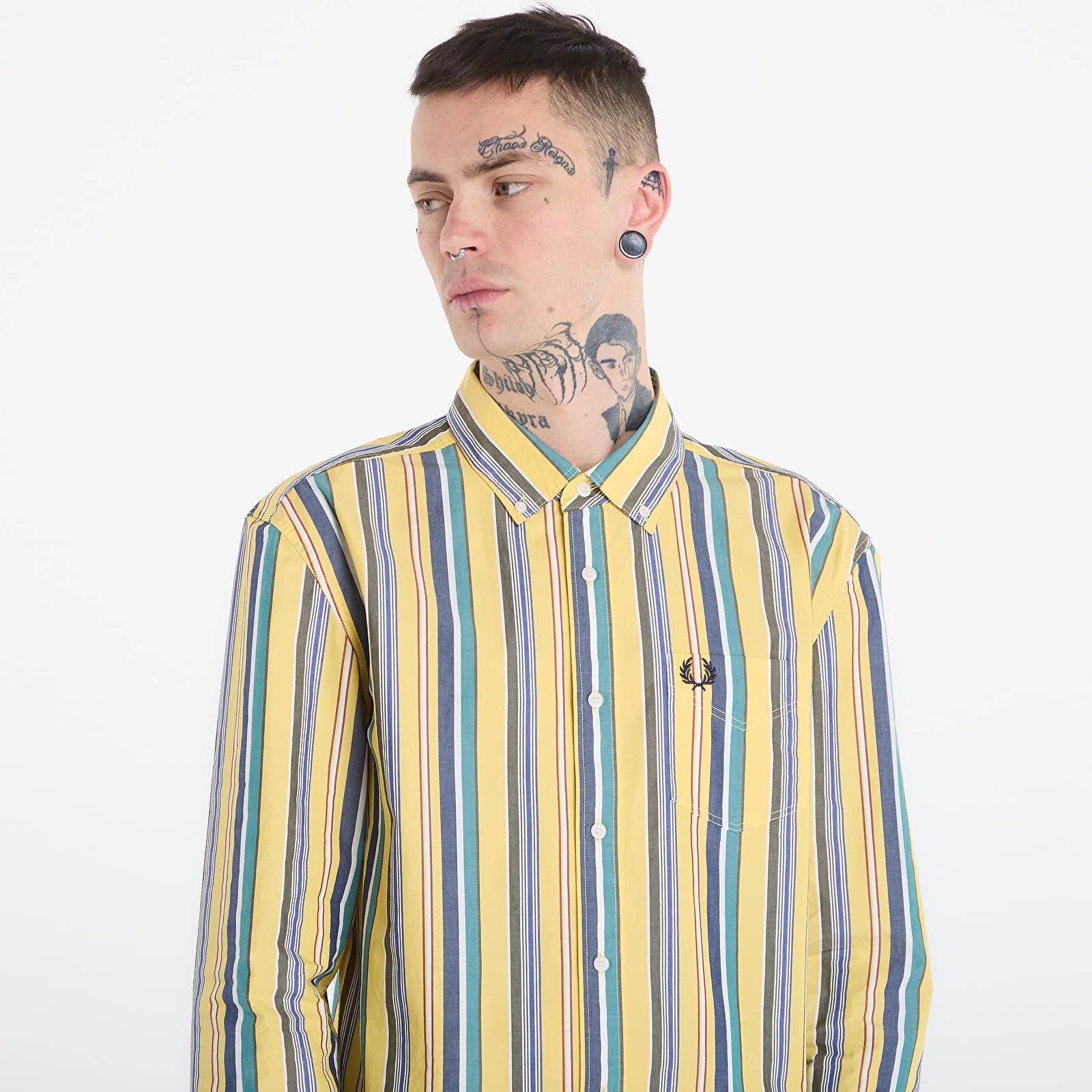 Herren-Hemden FRED PERRY Relaxed Stripe Shirt Lemon Barley