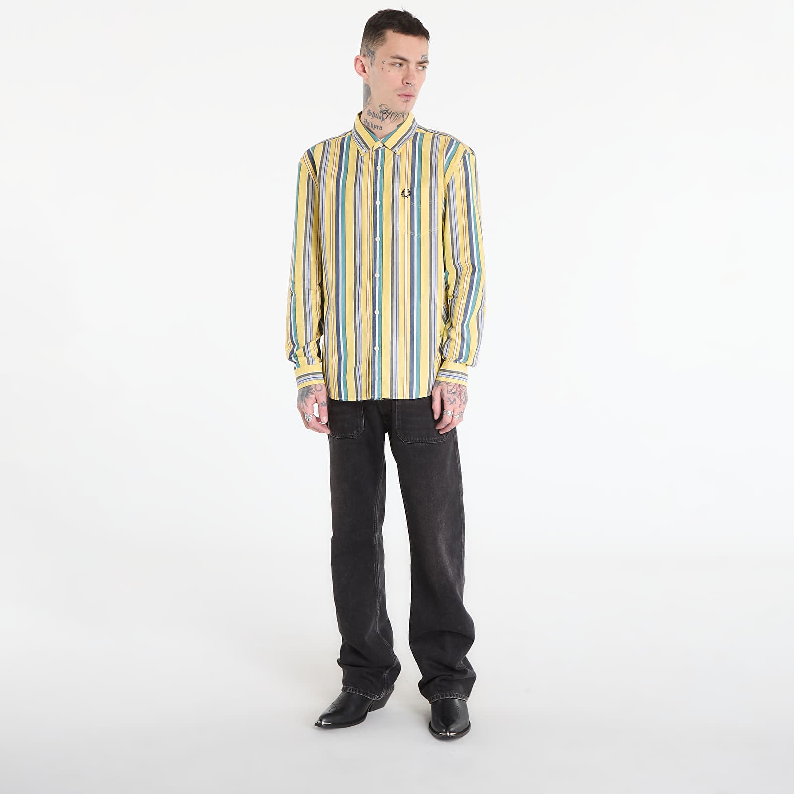 Herren-Hemden FRED PERRY Relaxed Stripe Shirt Lemon Barley