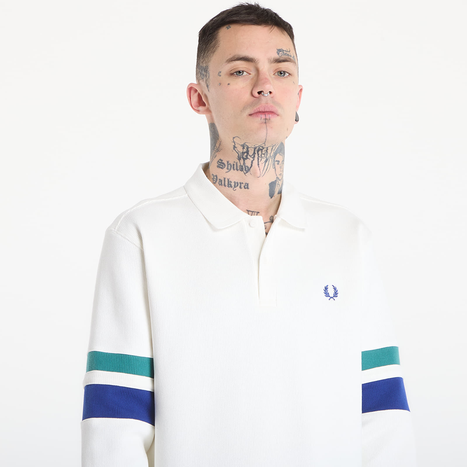 Vyriški džemperiai FRED PERRY Tipped Sleeve Collared Sweat Snow White