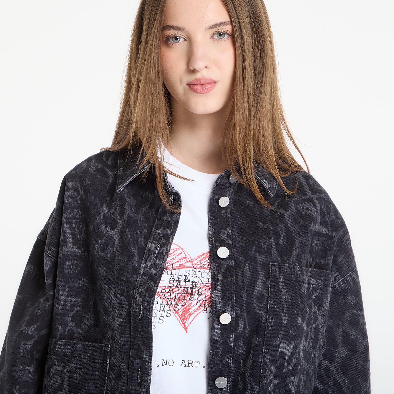 Якета AllSaints Nicky Denim Shacket Leppo Black