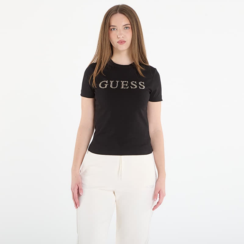 Tričko GUESS Octavia Rn Ss T-Shirt Jet Black