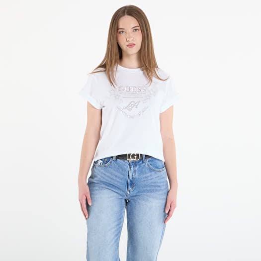 Тениска Guess Jeans Ss Cn La Stars Tee Pure White