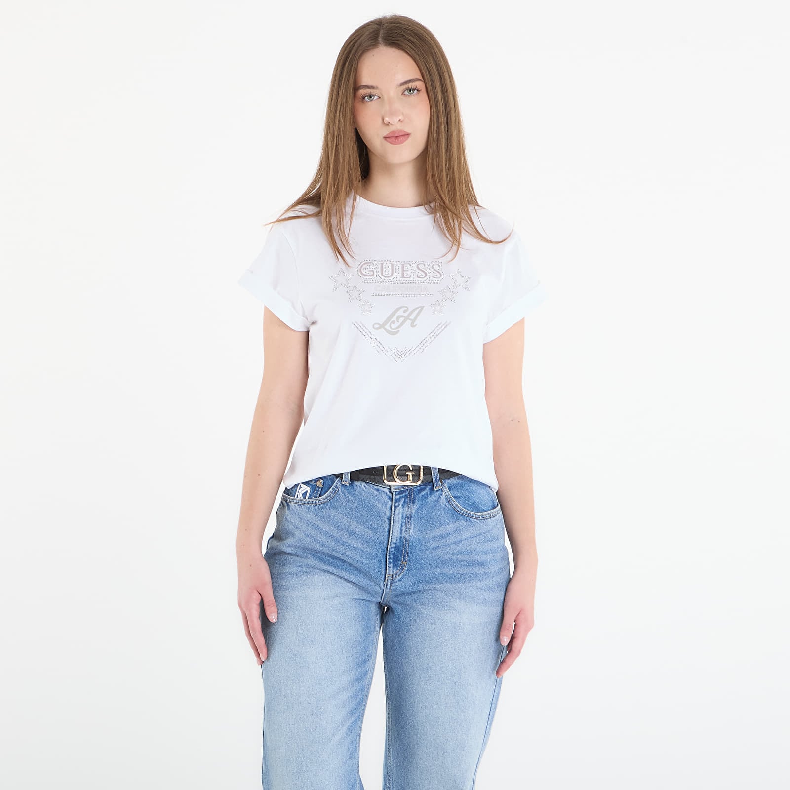 T-Shirts Guess Jeans Ss Cn La Stars Tee Pure White