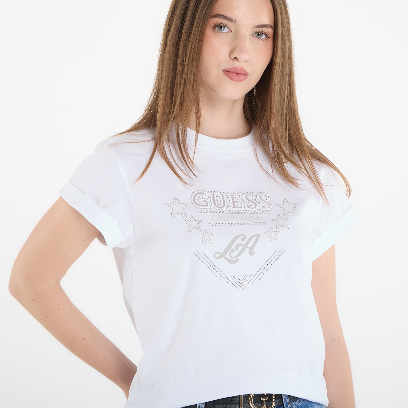 T-Shirts Guess Jeans Ss Cn La Stars Tee Pure White