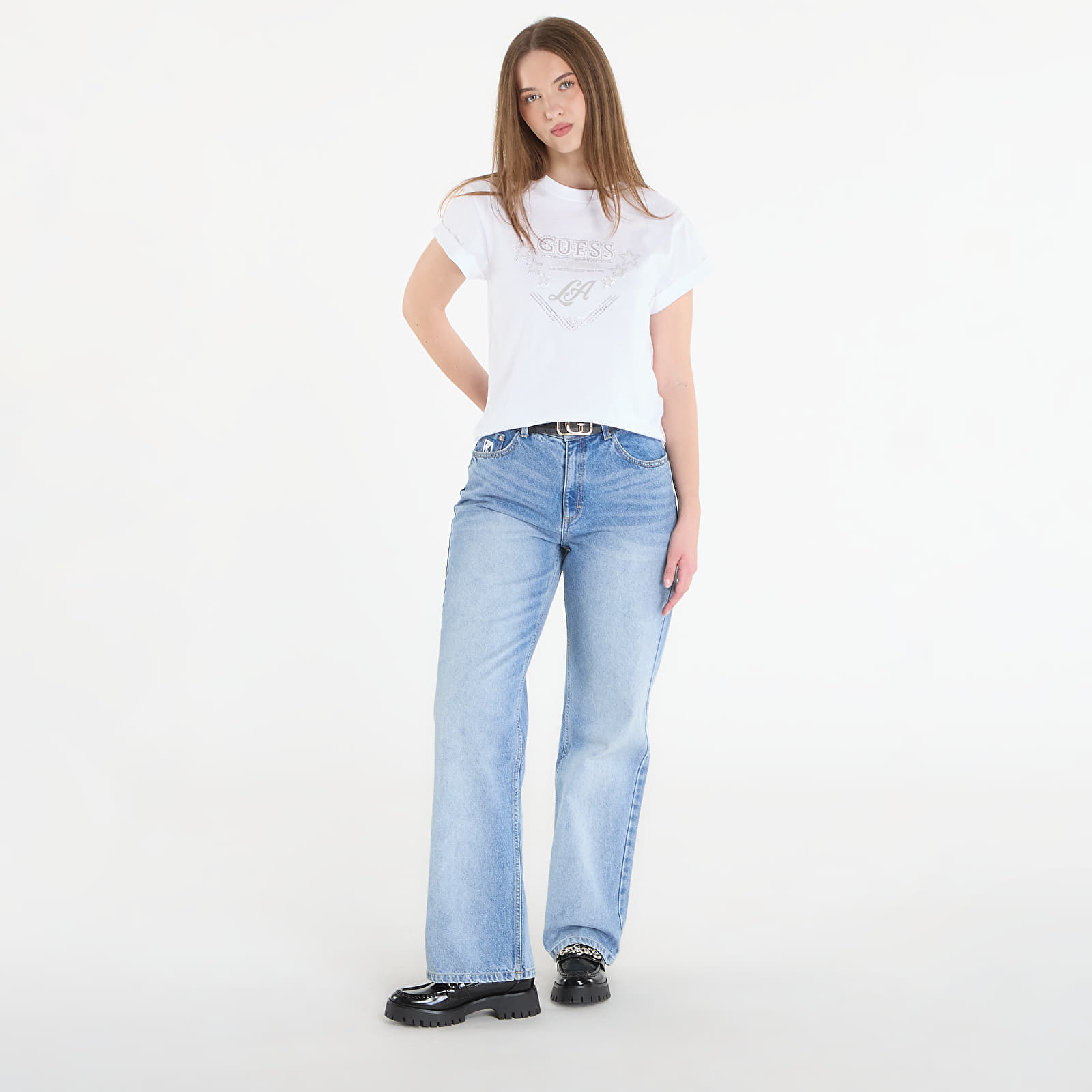 T-Shirts Guess Jeans Ss Cn La Stars Tee Pure White