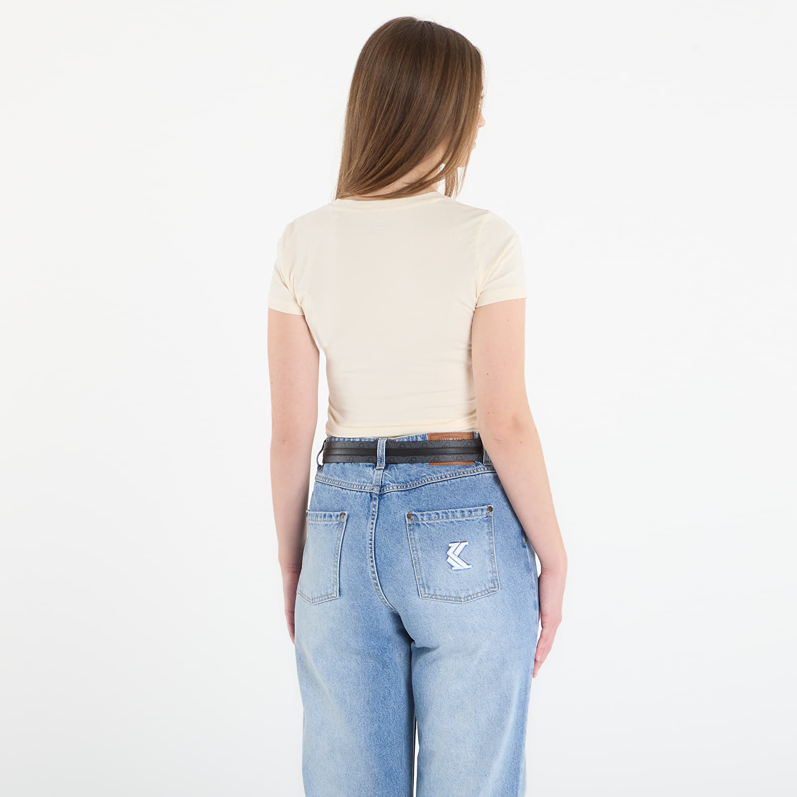 T-Shirts Guess Jeans Ss Cn Leo Triangle Tee Pearl White