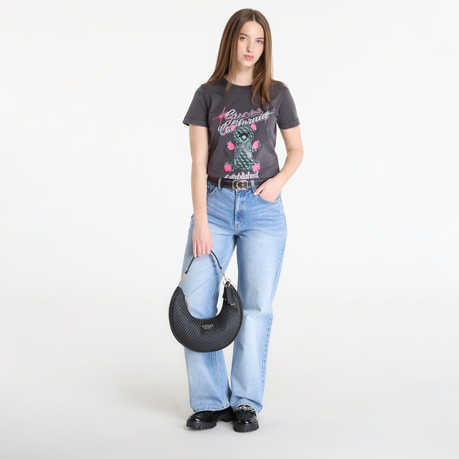 T-Shirts Guess Jeans Ss Cn Guess Bear Tee Jet Black Multi
