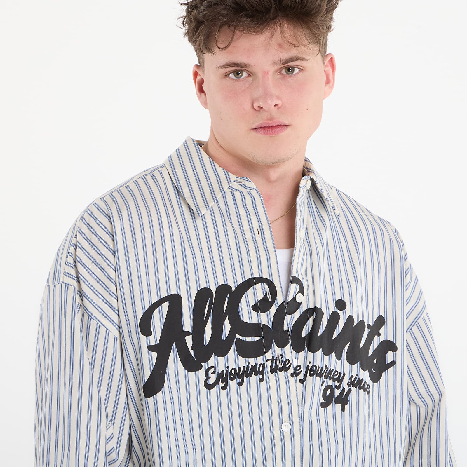 Hemden AllSaints Adrianne Shirt Blue/ White