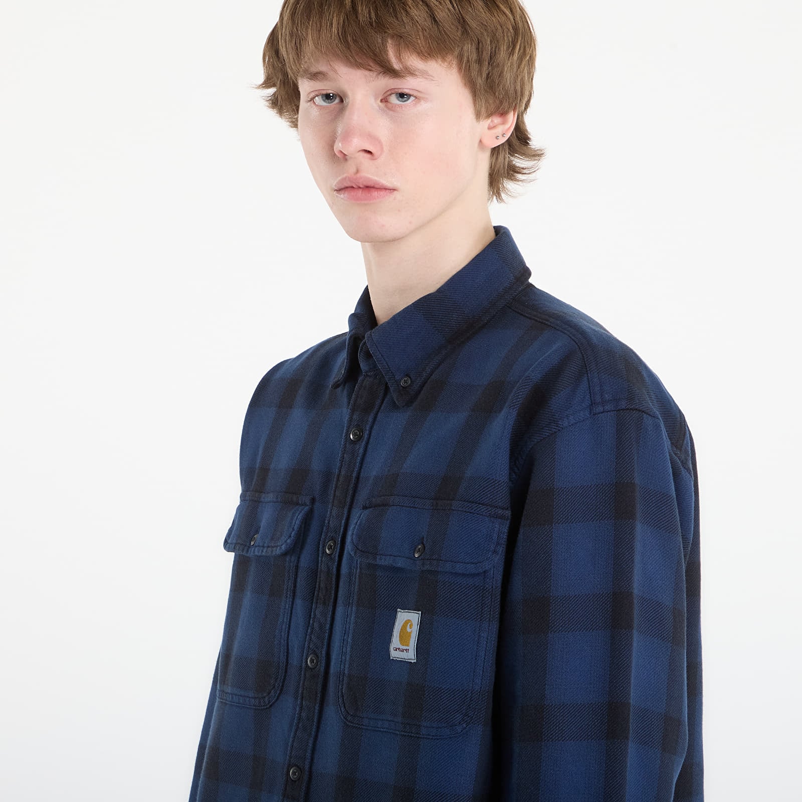 Herren-Hemden Carhartt WIP L/S Edmands Shirt UNISEX Edmands Check/ Natural/ Jupiter