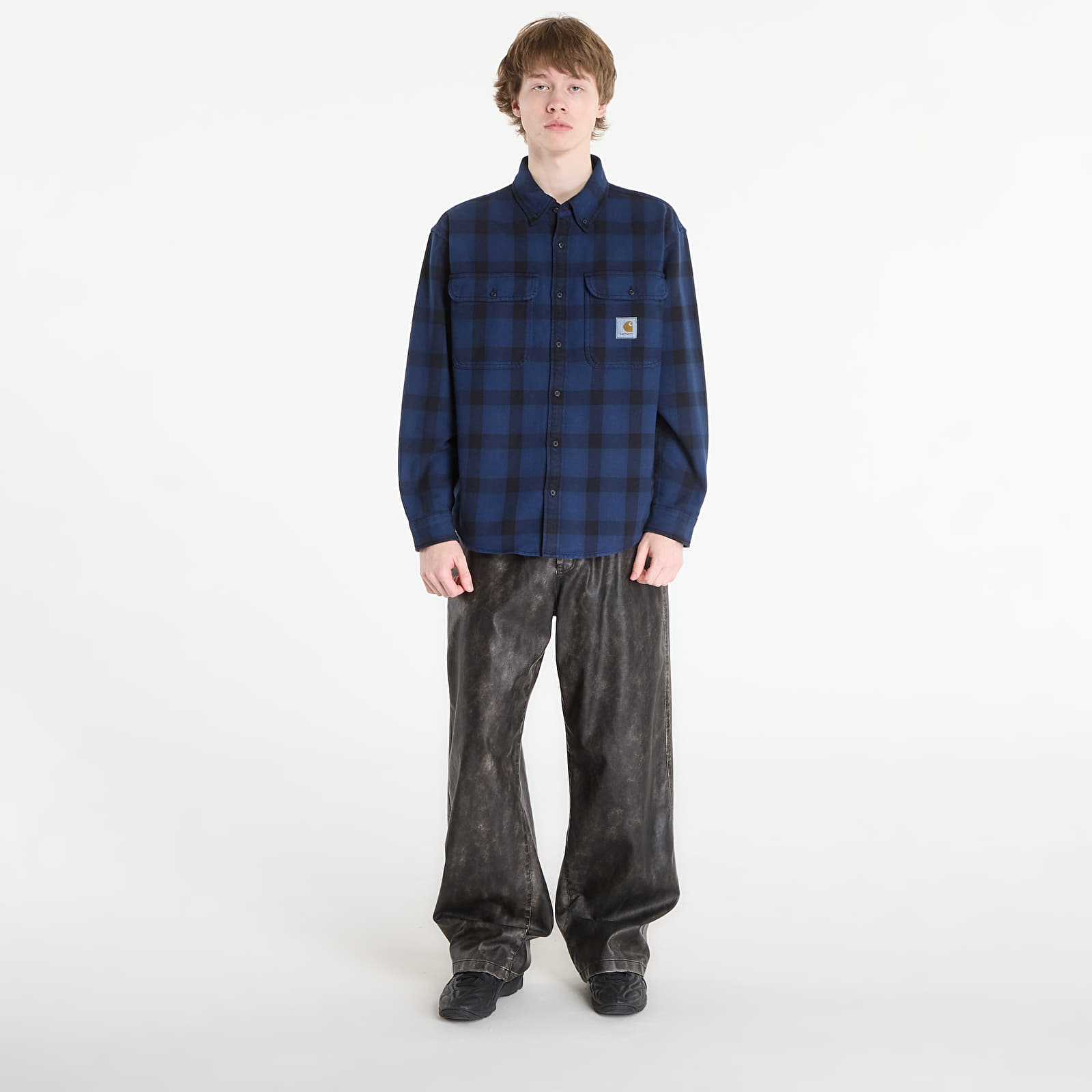 Herren-Hemden Carhartt WIP L/S Edmands Shirt UNISEX Edmands Check/ Natural/ Jupiter