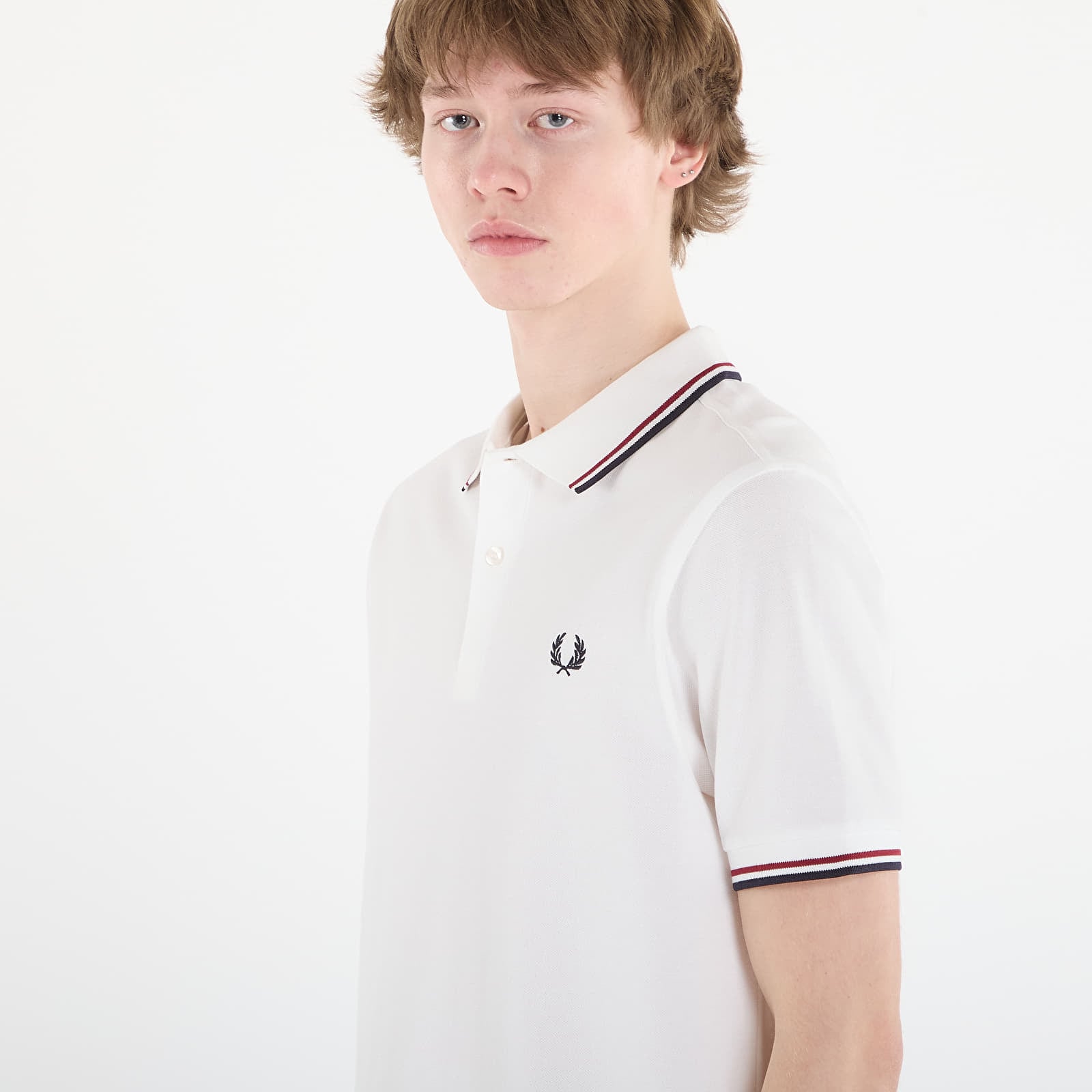 Muške majice kratkih rukava FRED PERRY Twin Tipped Fred Perry Shirt Snwht/ Bred/ Nvy