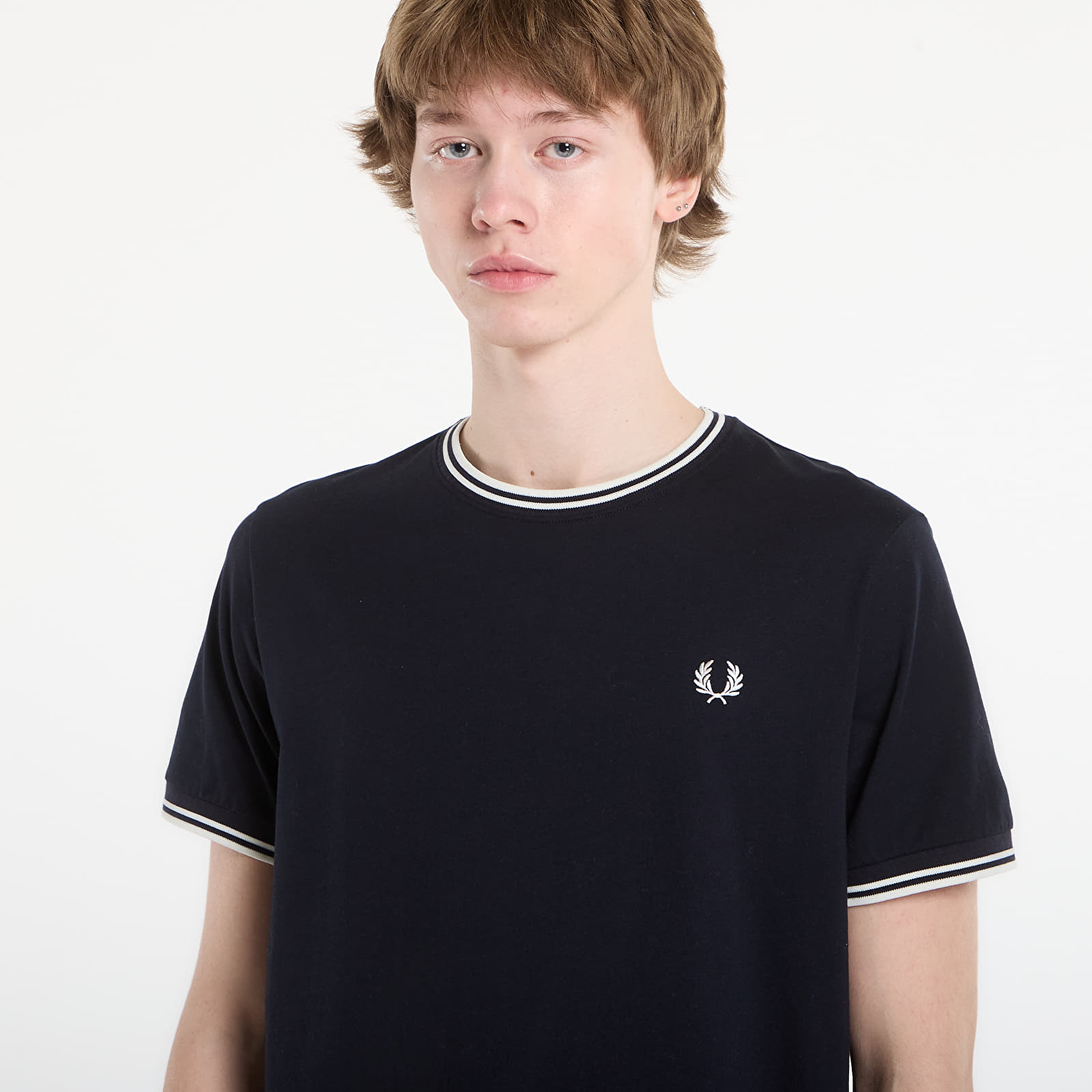 T-shirts för män FRED PERRY Twin Tipped T-Shirt Navy