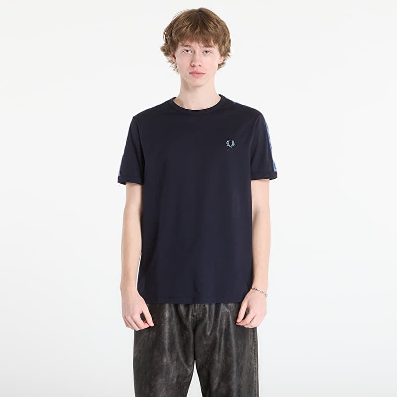 T-Shirt FRED PERRY Contrast Tape Ringer T-Shirt Navy/ Ace Blue