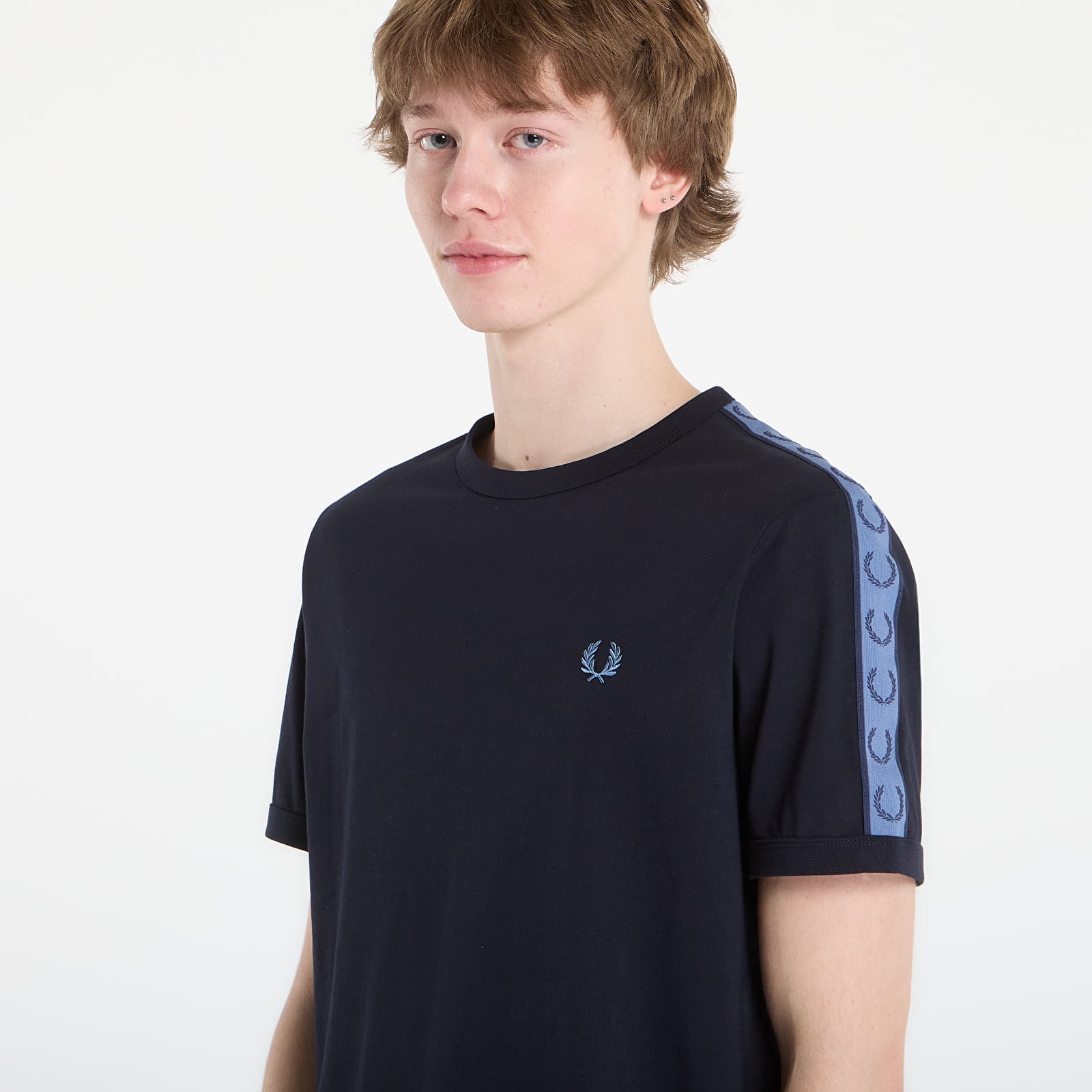 Magliette da uomo FRED PERRY Contrast Tape Ringer T-Shirt Navy/ Ace Blue