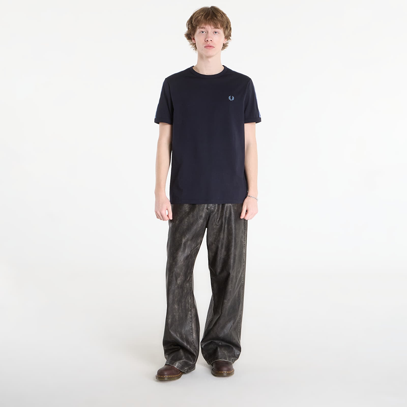 Magliette da uomo FRED PERRY Contrast Tape Ringer T-Shirt Navy/ Ace Blue