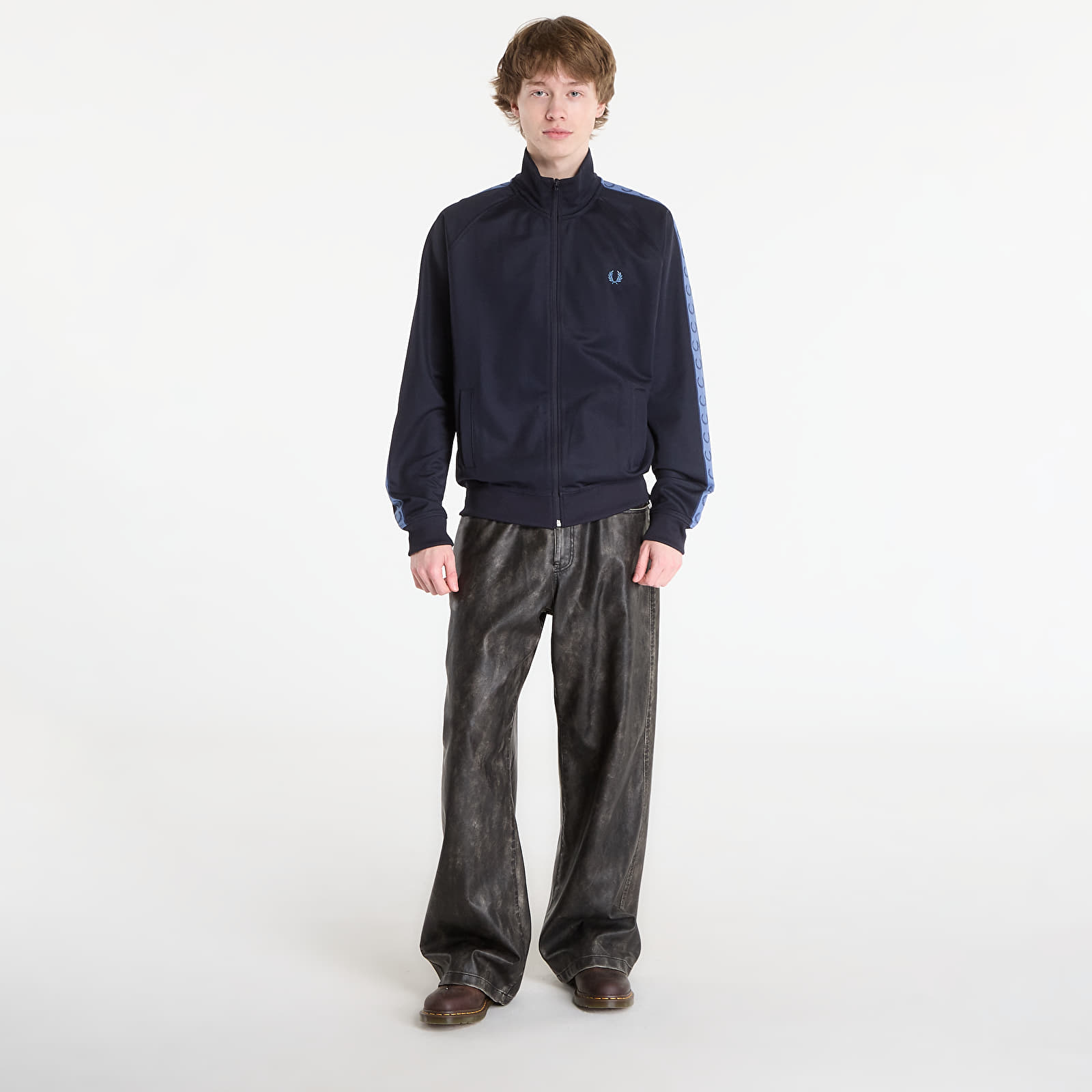 Sweatshirts för män FRED PERRY Contrast Tape Track Jacket Nvy/ Acebl/ Tnsbl