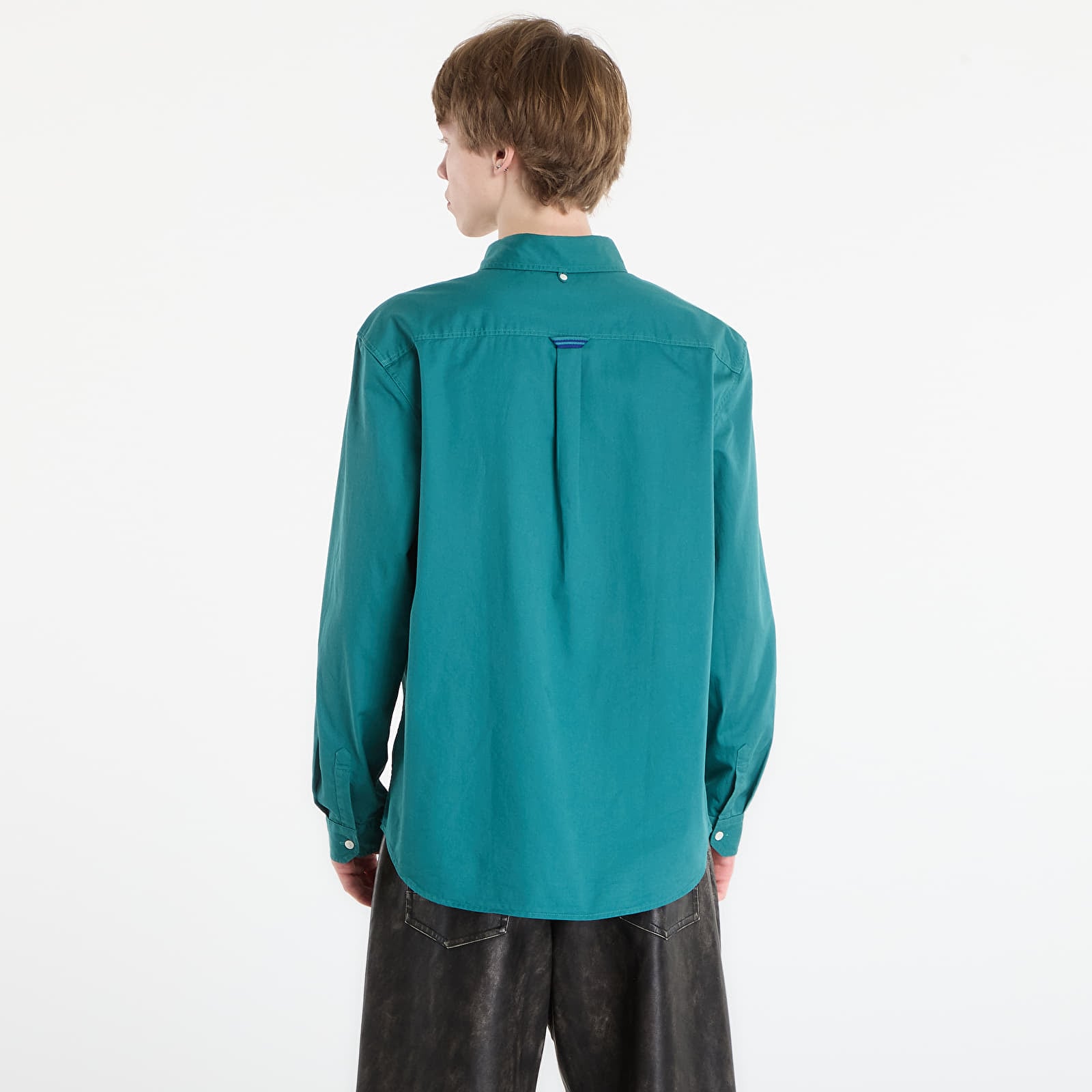 Košile FRED PERRY Relaxed Washed Twill Shirt Deep Mint