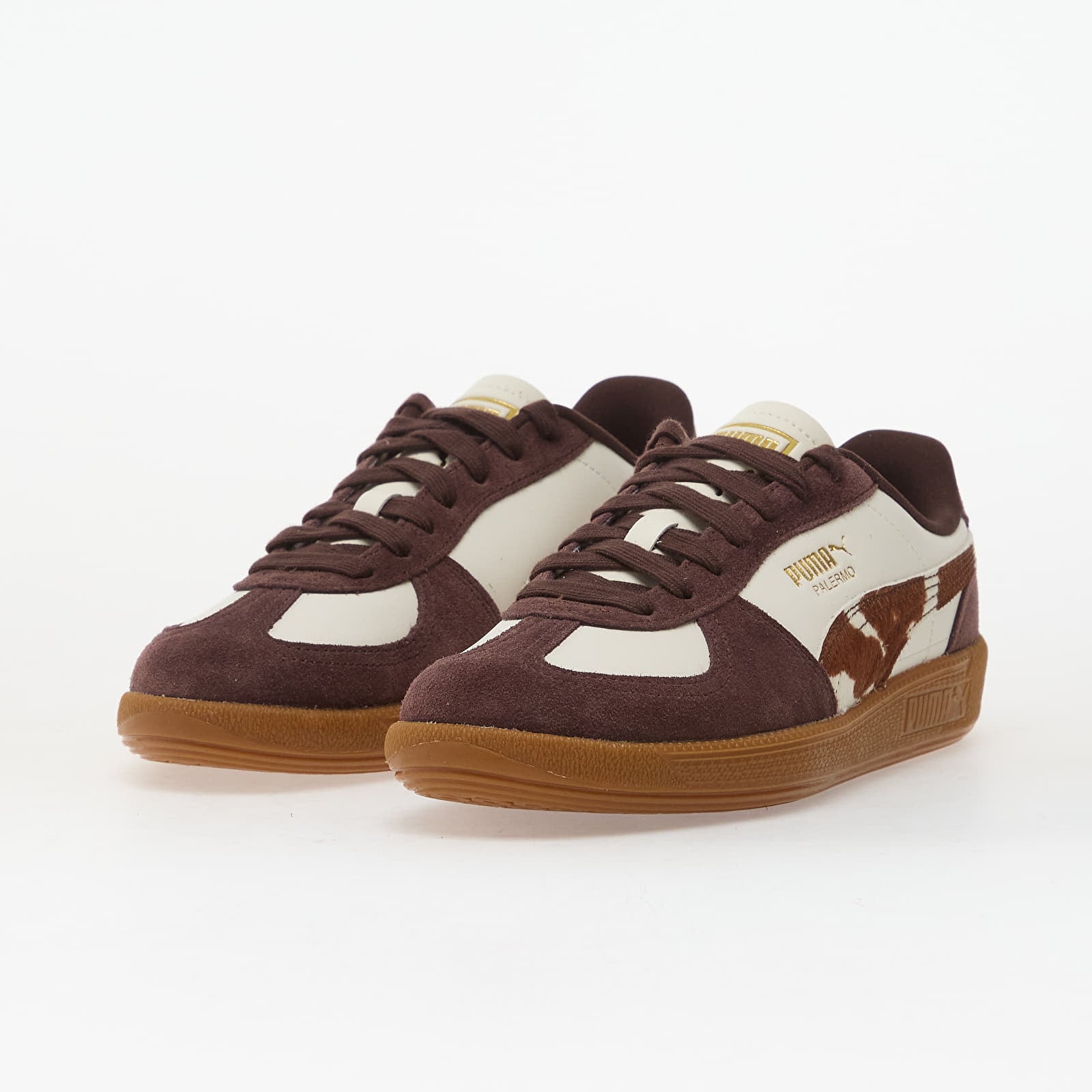 Sneakers und Schuhe für Frauen Puma Palermo Cow Wns Warm White-Chocolate Brown-Gum