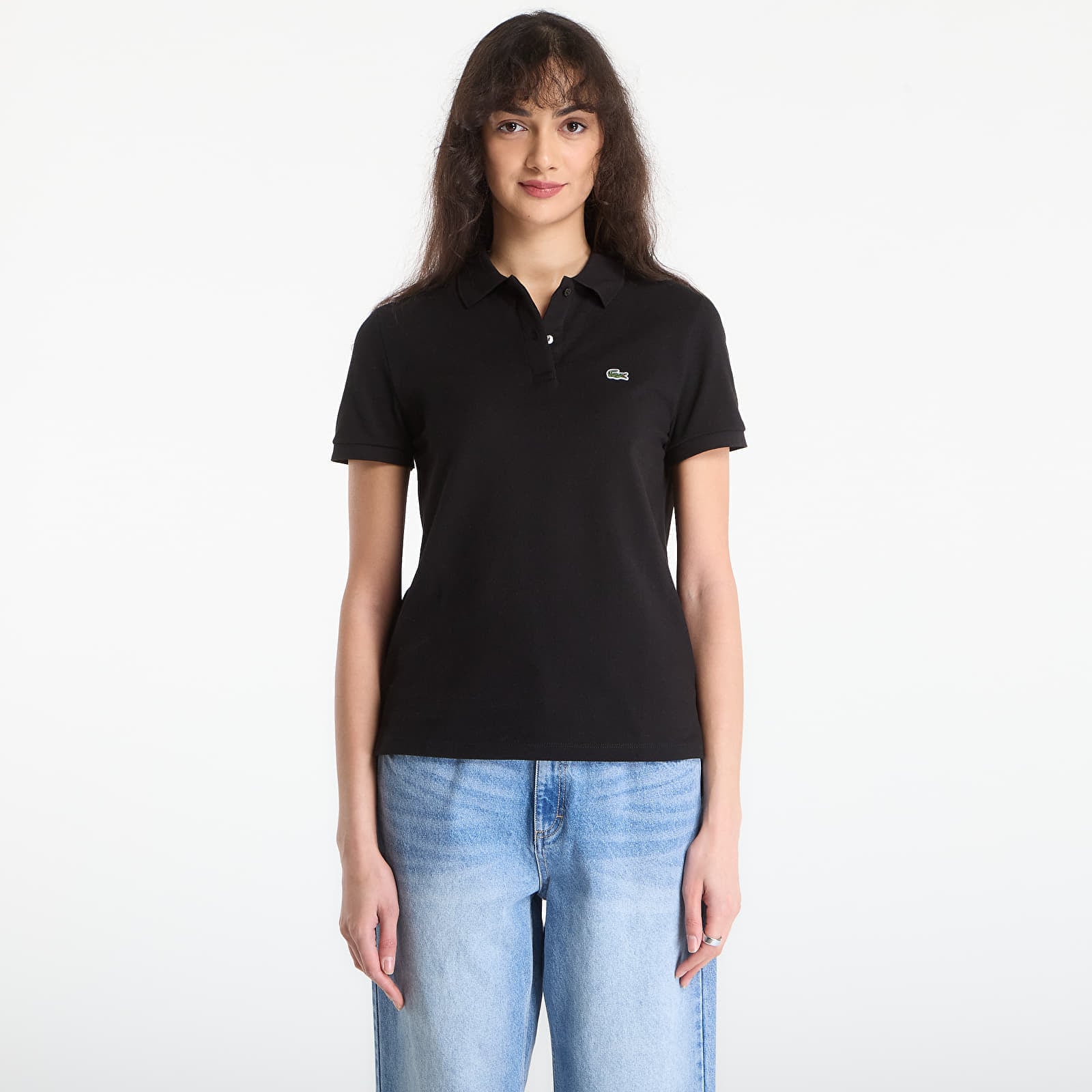 Тениска LACOSTE Short Sleeved Ribbed Collar Shirt Black 36