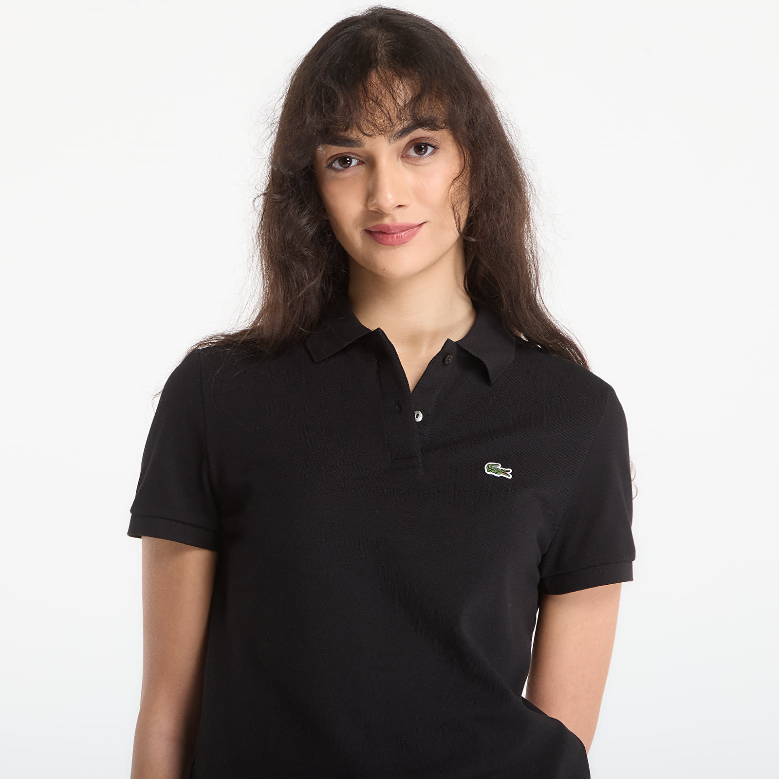 Majice i košulje LACOSTE Short Sleeved Ribbed Collar Shirt Black