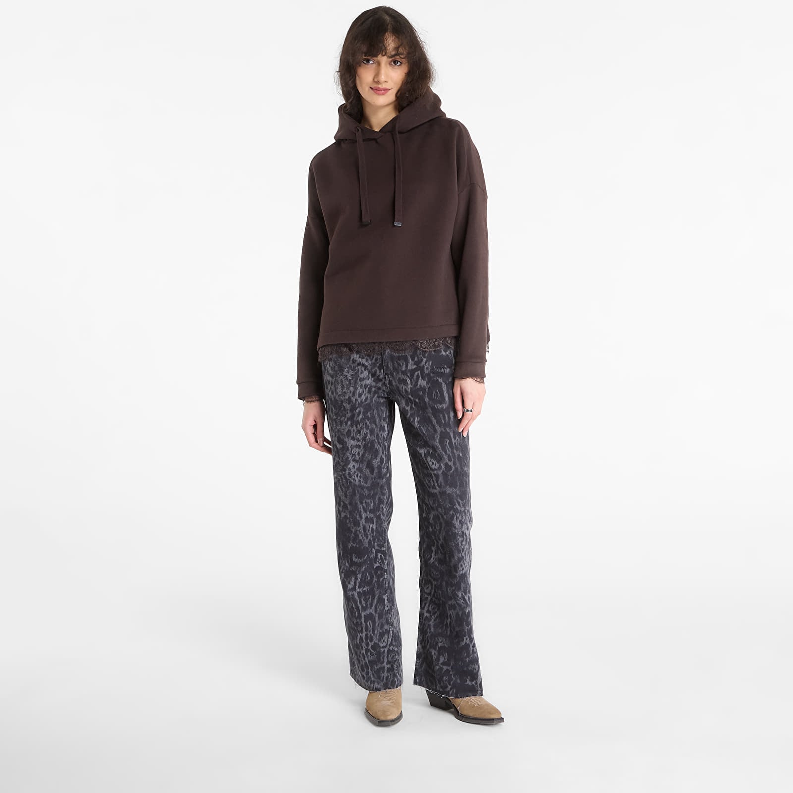 Sweatshirts AllSaints Nia Lace Hoody Bottle Brown