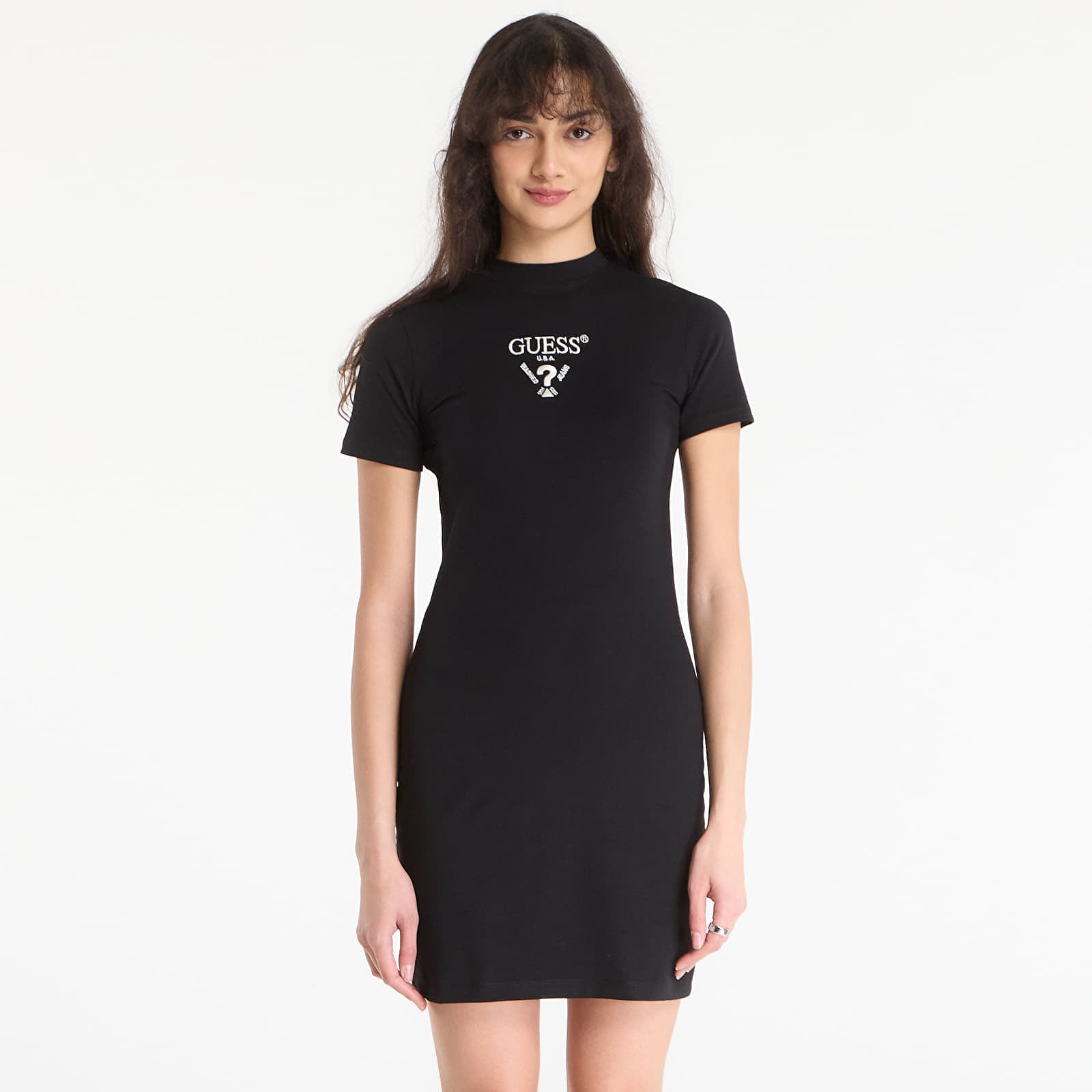 GUESS Colette Jersey Dress Black/ Salt Multi S