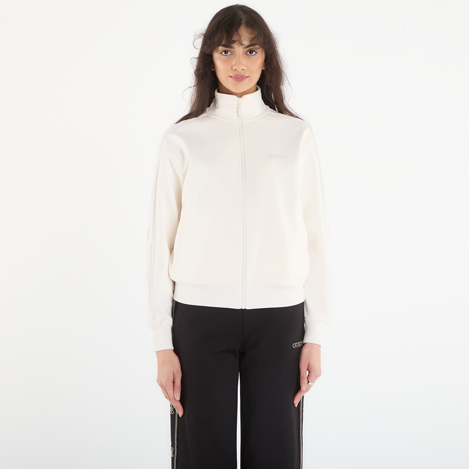 Sweatshirt GUESS Octavia High Neck Full-Zip Sweat White Glam M