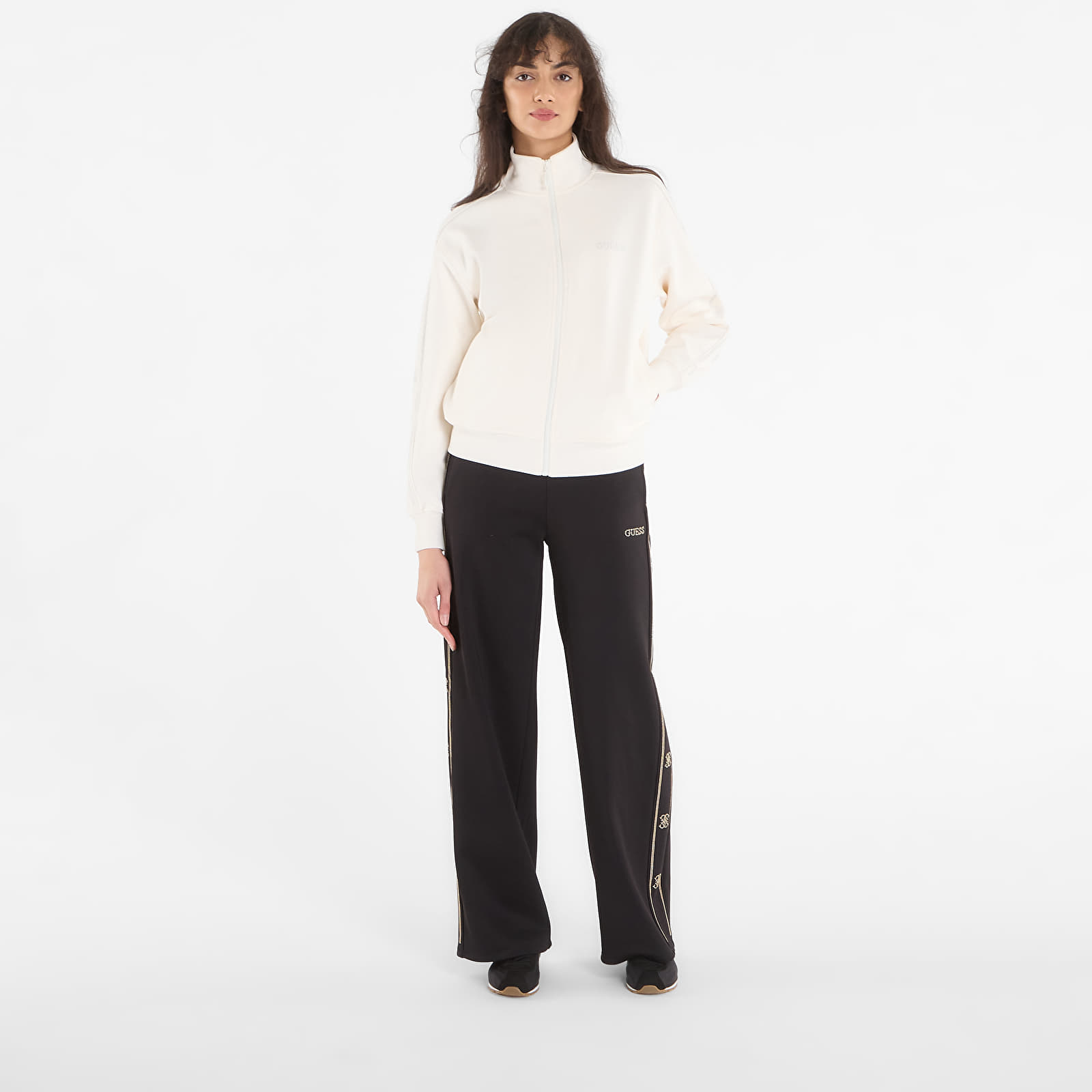 Mikinas ar kapuci un sporta krekli GUESS Octavia High Neck Full-Zip Sweat White Glam