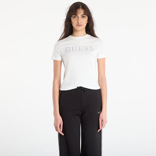 Marškinėliai GUESS Octavia Rn Ss T-Shirt White Glam