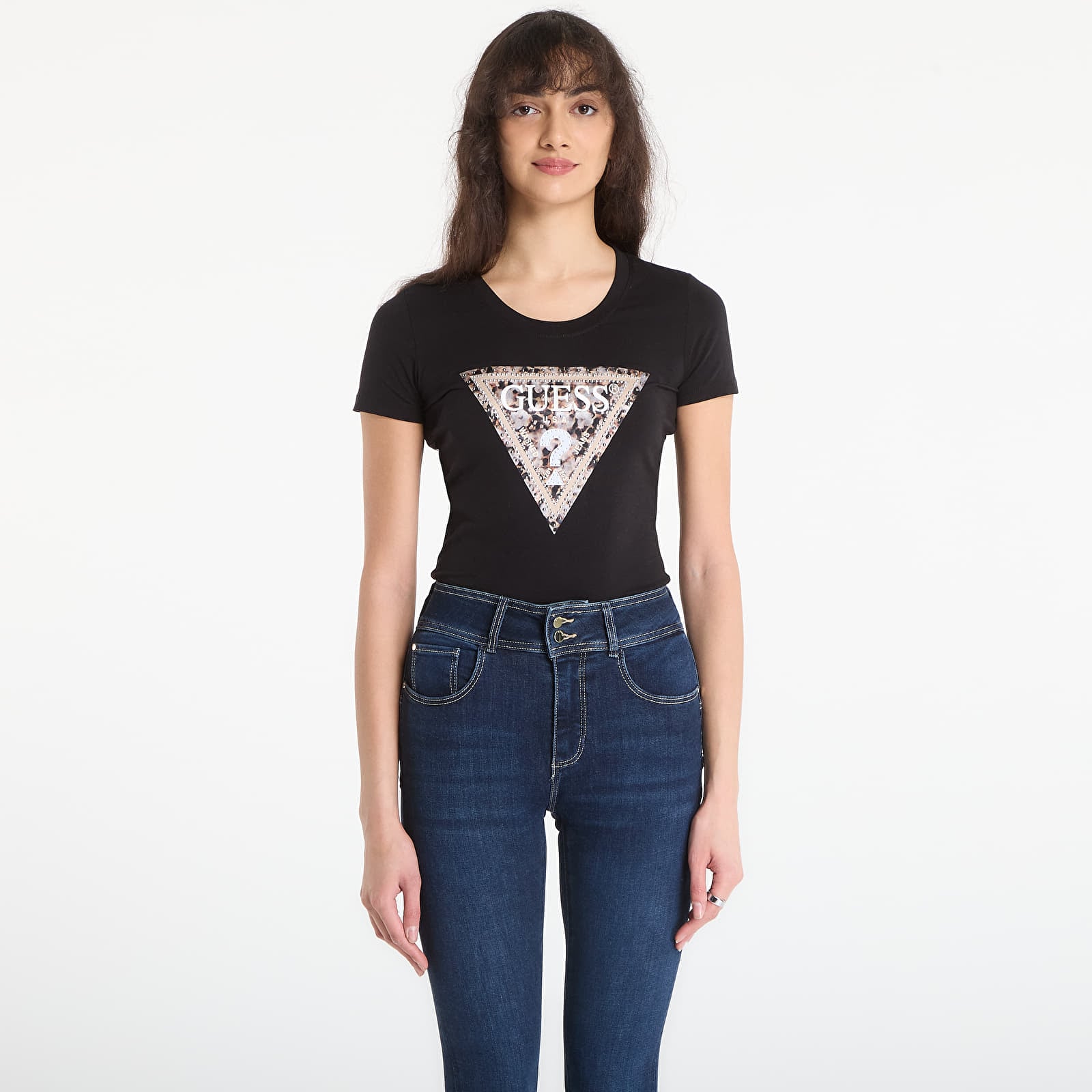 T-skjorter Guess Jeans Ss Cn Leo Triangle Tee Jet Black