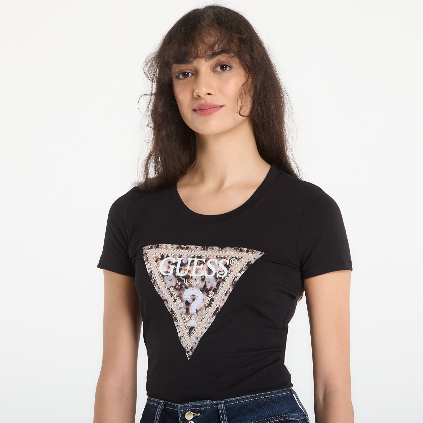 T-skjorter Guess Jeans Ss Cn Leo Triangle Tee Jet Black