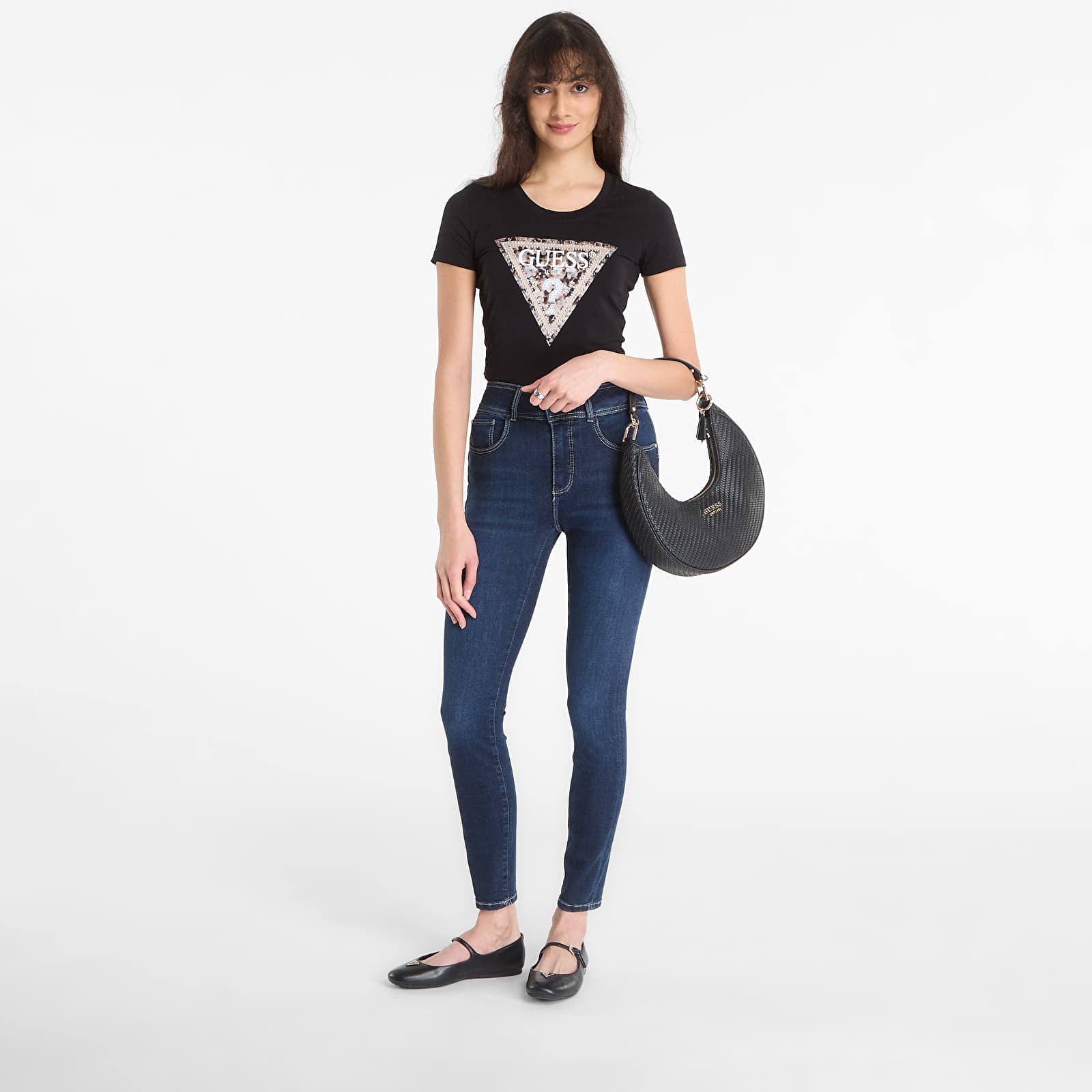 T-skjorter Guess Jeans Ss Cn Leo Triangle Tee Jet Black