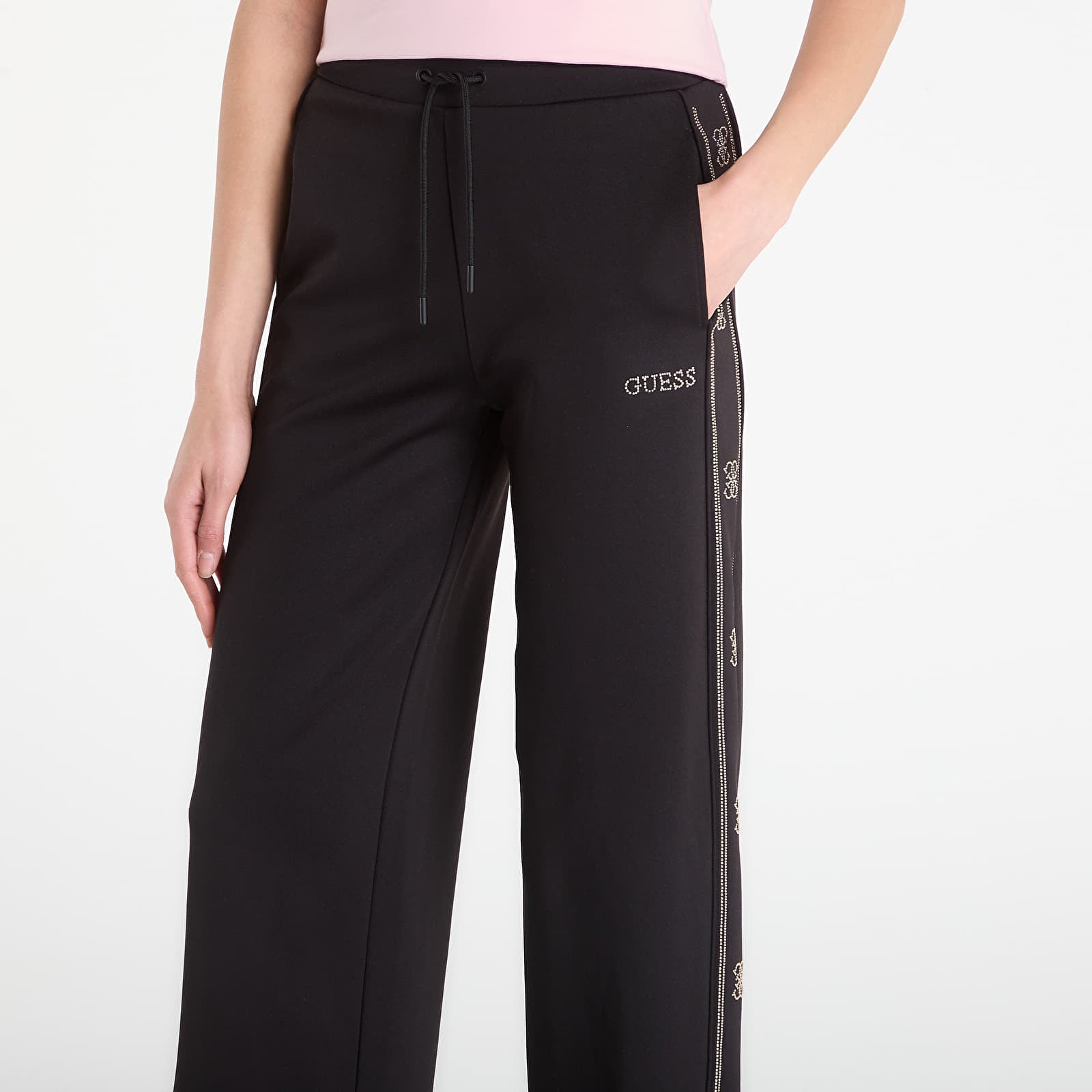 Joggingbukser GUESS Octavia Wide Leg Pants Jet Black