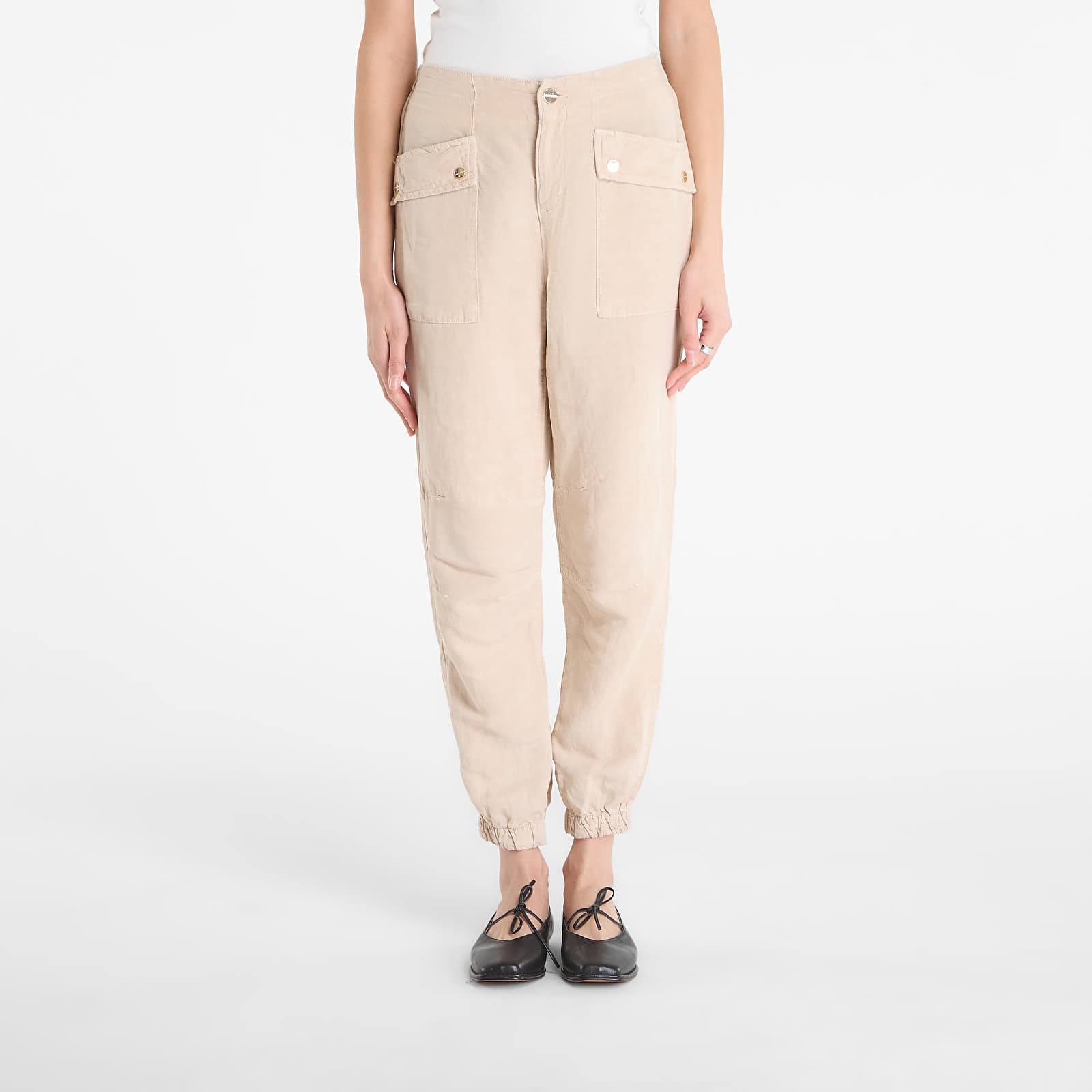 Kalhoty AllSaints Val Tencel Trouser Taupe Brown
