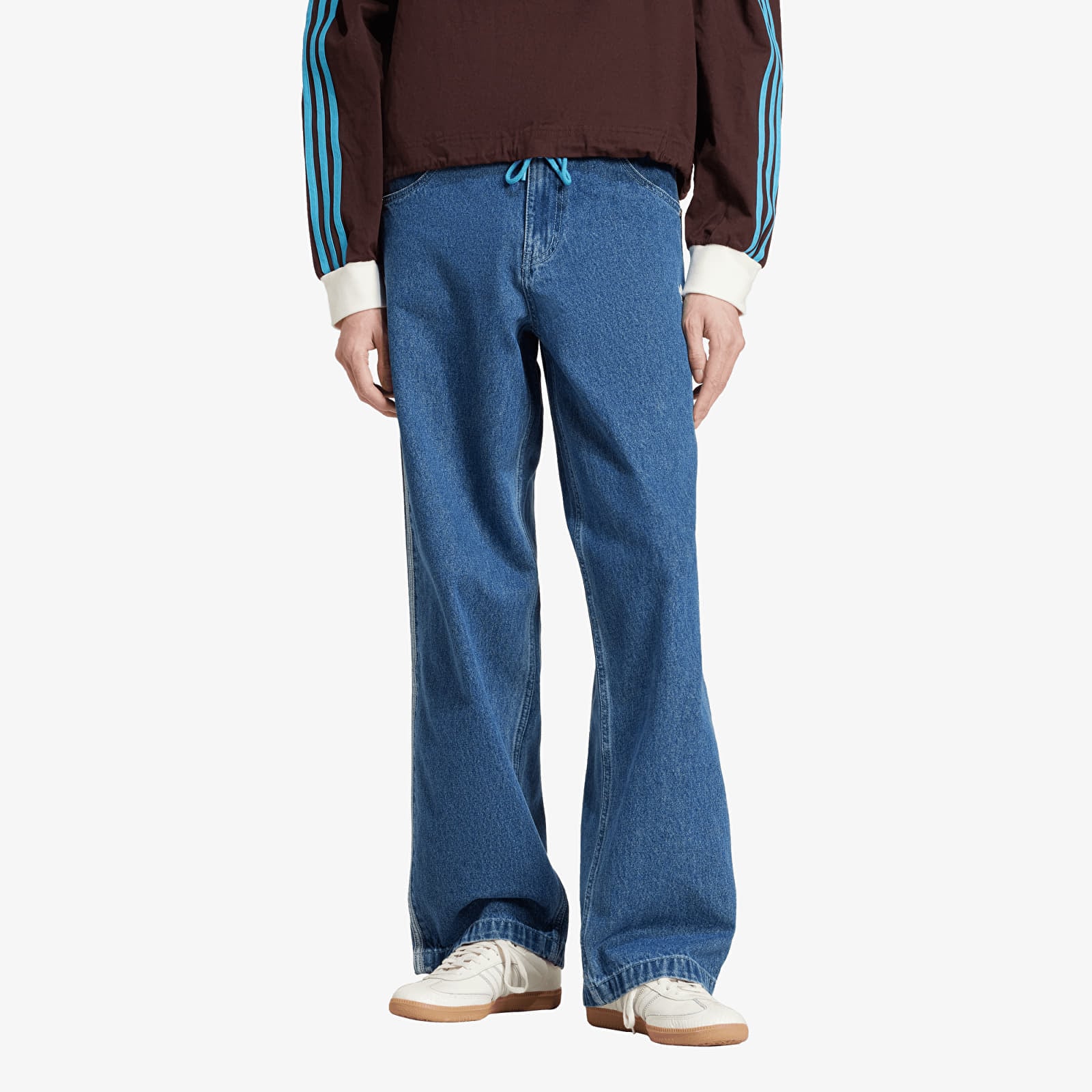 Bukser for menn adidas Firebird Adicolor Denim  Pants Medium Blue Denim