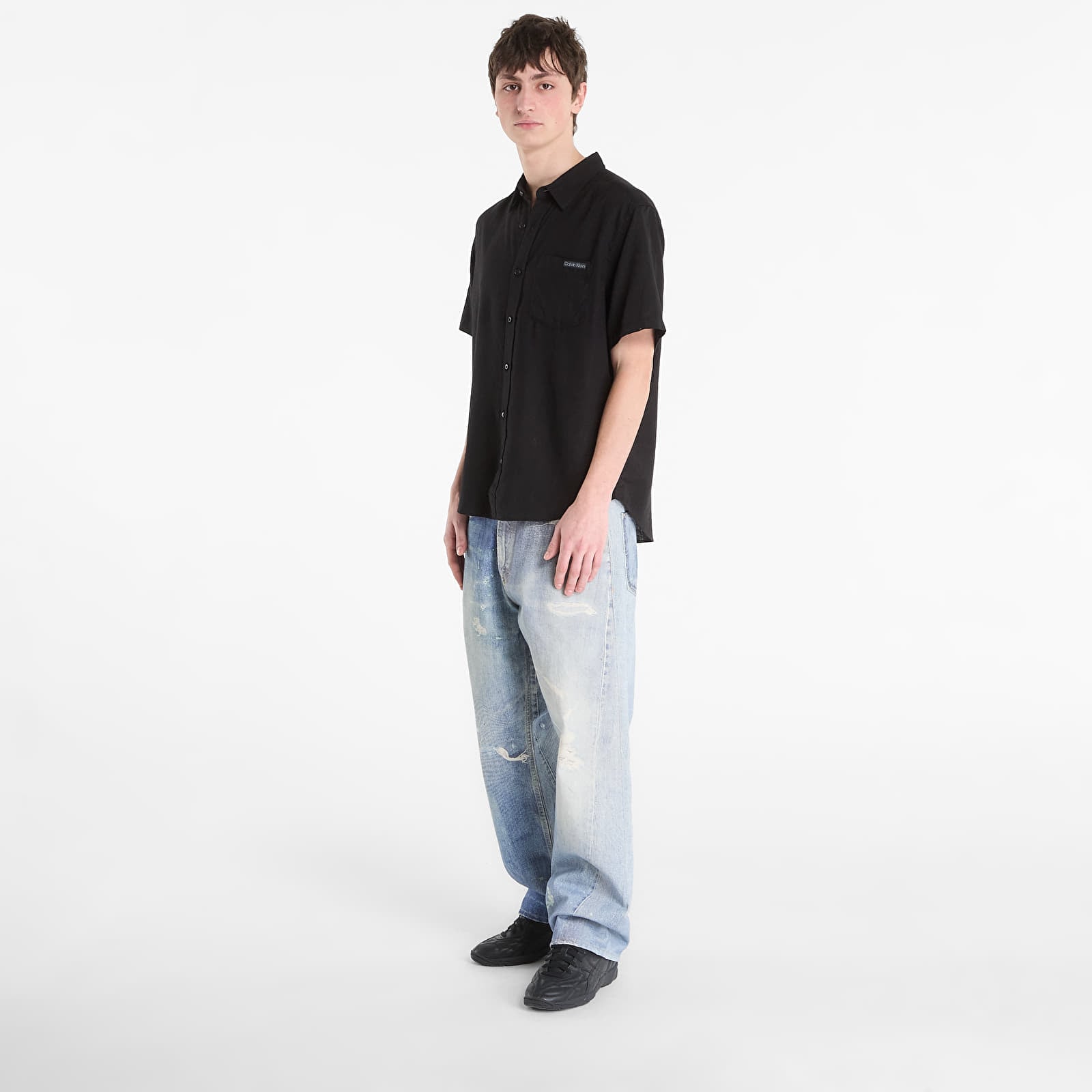 Meeste särgid Calvin Klein Jeans Ss Solid Causal Line Shirt Black