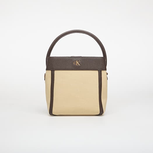 Calvin Klein Ck Canvas Bucket Bag With Strap Khaki Canvas