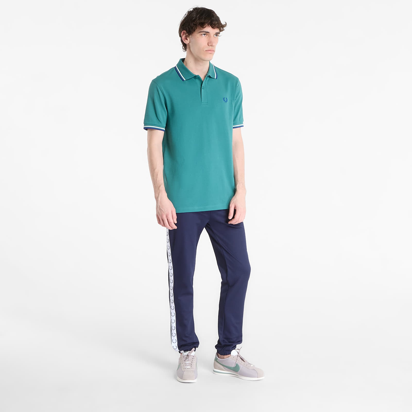 T-Shirts FRED PERRY Twin Tipped Fred Perry Shirt Deep Mint/ Snow White/ Soho Eclipse